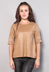DIVINA BEIGE LEATHER BLOUSE